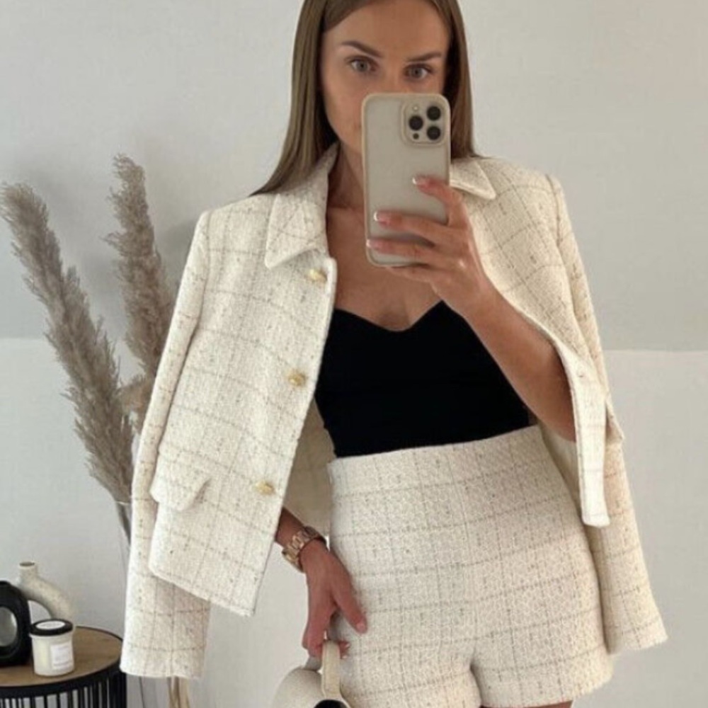 Zara tweed textured blazer